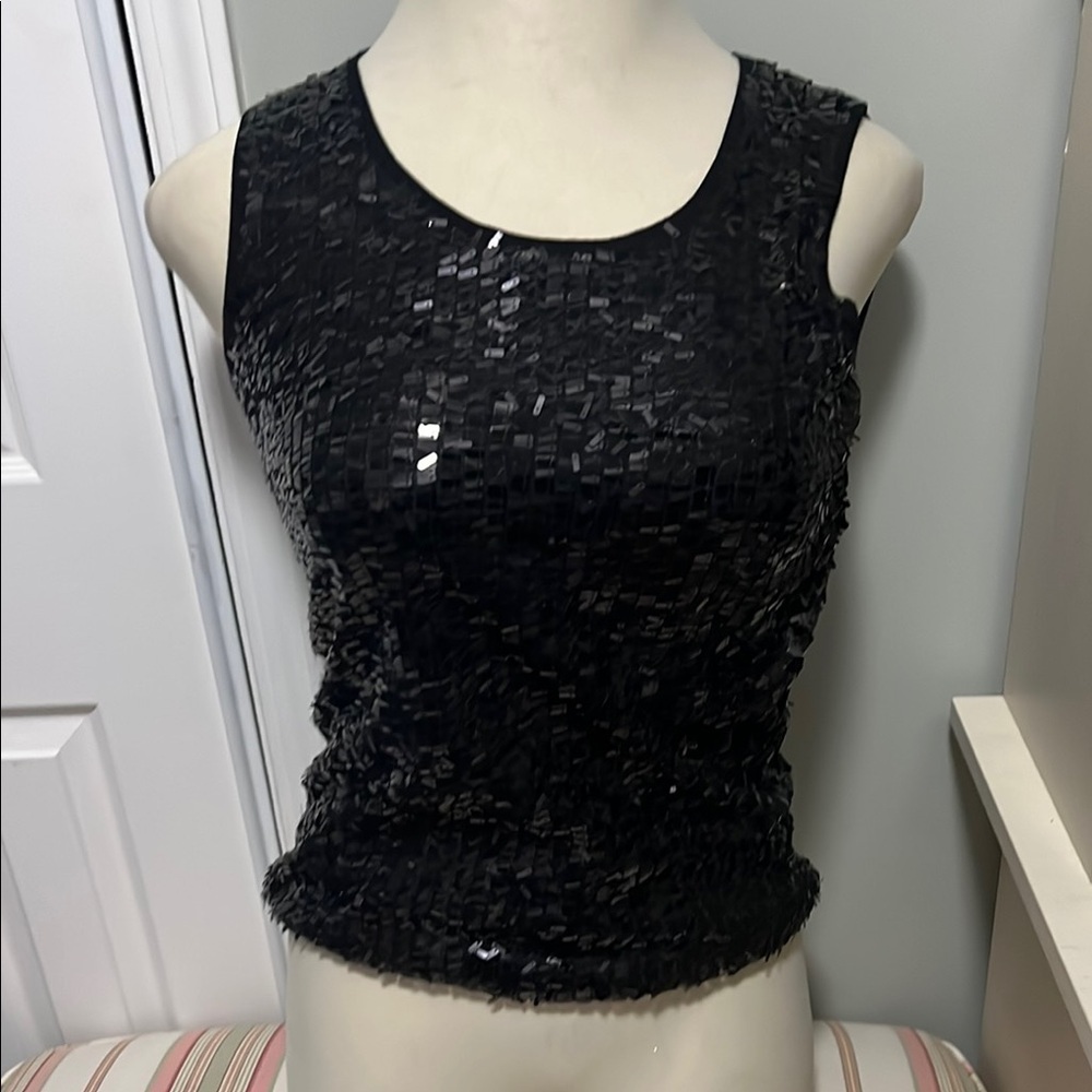 NEW Verve Ami Black Sequin Fitted Tank Top